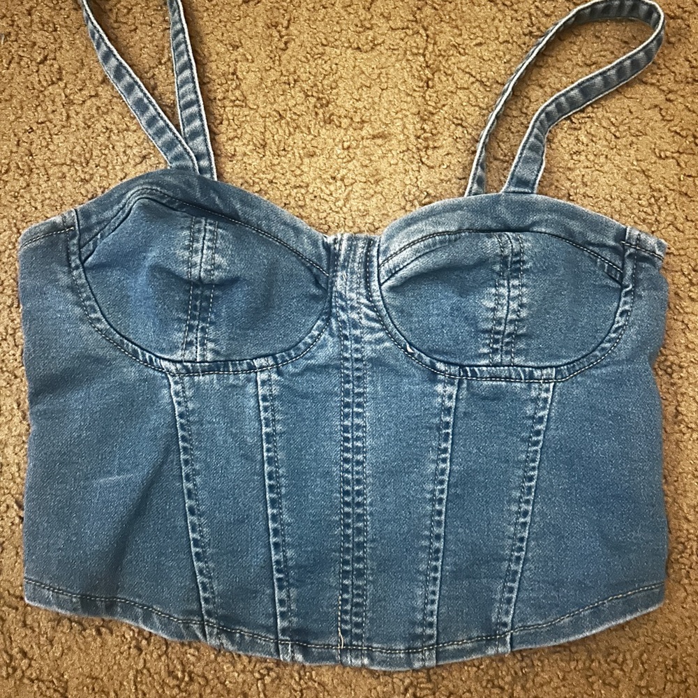 No Boundaries Blue Sleeveless Crop Bustier